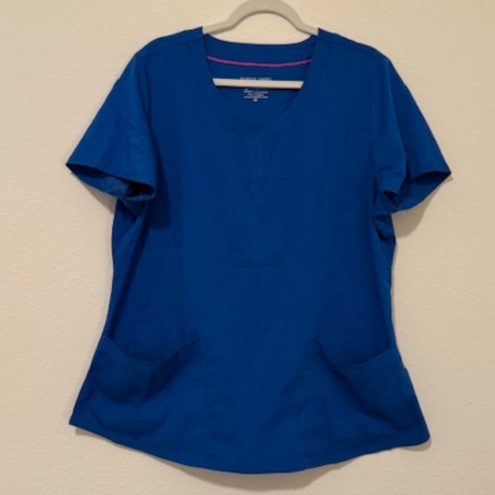 Purple label by healing hands, royal blue scrub top, size 2XL